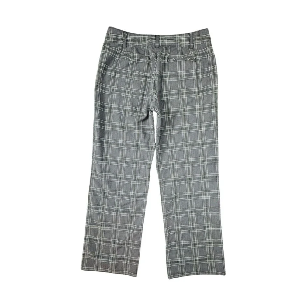 IZOD XFG Plaid Golf Pants Women's 10 Gray White Stretch Ankle Preppy Golfcore